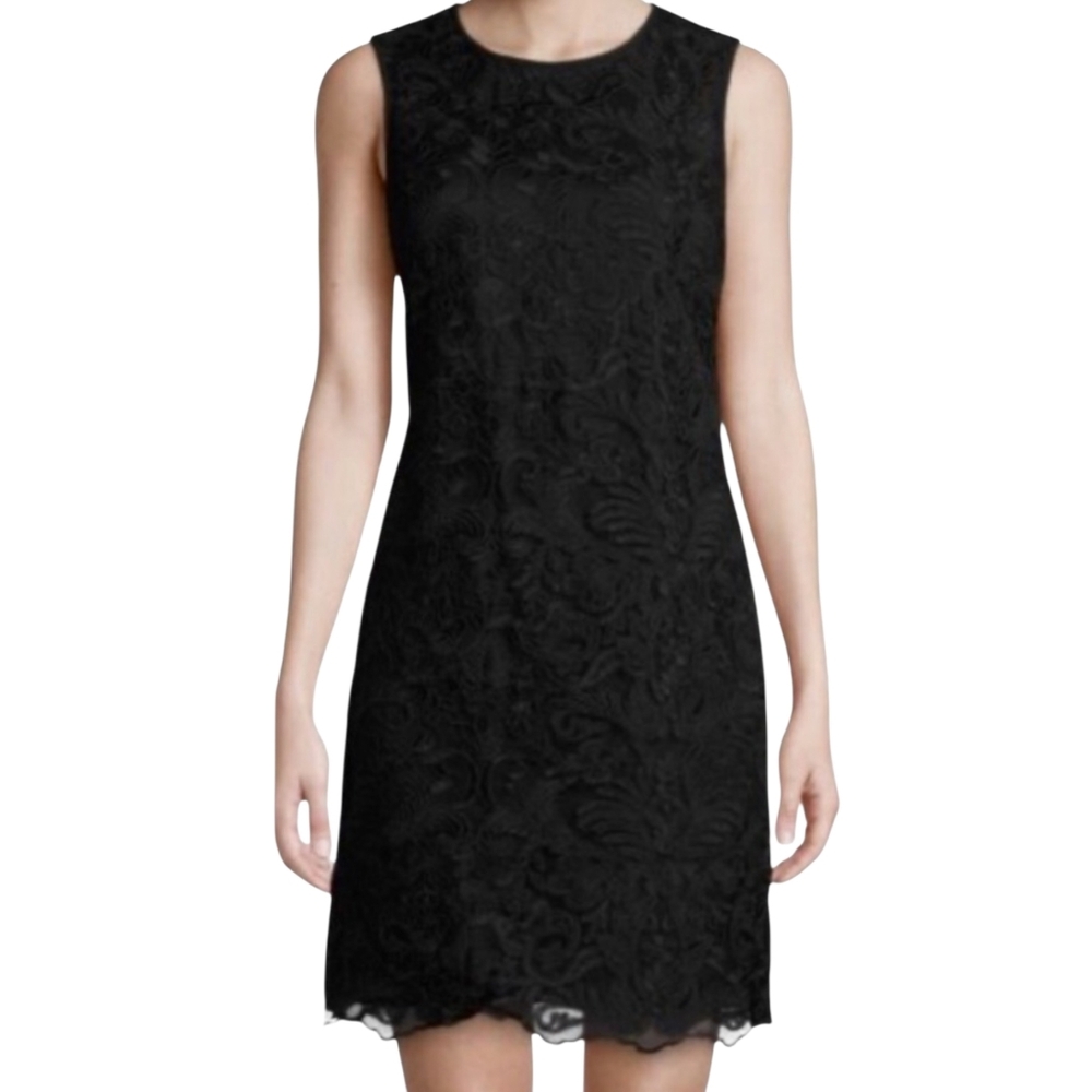 Karl Lagerfeld Black Lace Sleeveless Sheath Dress Size 12